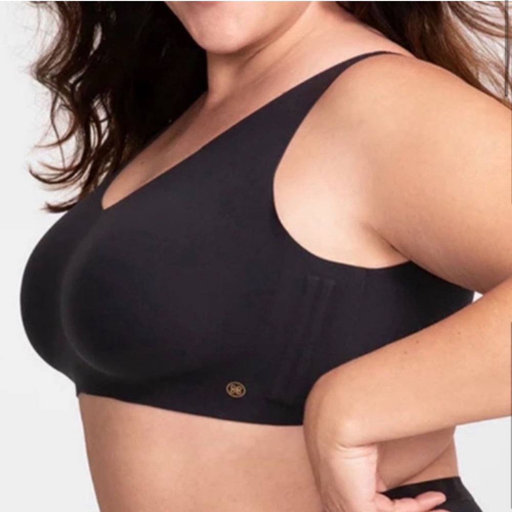 Honeylove Black V Neck Smooth Support Bra 1X